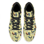 Rooster And Flower Pattern Print High Top Leather Sneakers