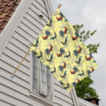 Rooster And Flower Pattern Print House Flag