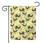 Rooster And Flower Pattern Print House Flag