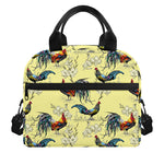 Rooster And Flower Pattern Print Insulated Lunch Bag