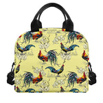 Rooster And Flower Pattern Print Insulated Lunch Bag