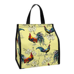 Rooster And Flower Pattern Print Insulated Lunch Tote