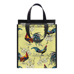 Rooster And Flower Pattern Print Insulated Lunch Tote
