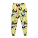 Rooster And Flower Pattern Print Jogger Pants