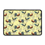 Rooster And Flower Pattern Print Kitchen Mat