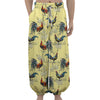 Rooster And Flower Pattern Print Lantern Pants