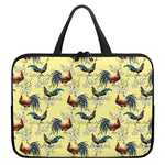 Rooster And Flower Pattern Print Laptop Sleeve With Handle