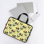Rooster And Flower Pattern Print Laptop Sleeve With Handle