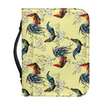 Rooster And Flower Pattern Print Leather Bible Cover