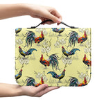 Rooster And Flower Pattern Print Leather Bible Cover