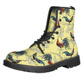 Rooster And Flower Pattern Print Lace-Up Boots