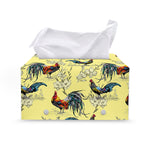 Rooster And Flower Pattern Print Leather Tissue Box Cover