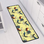 Rooster And Flower Pattern Print Long Kitchen Mat