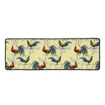 Rooster And Flower Pattern Print Long Kitchen Mat