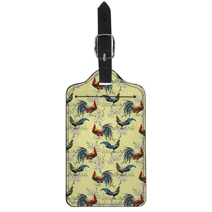Rooster And Flower Pattern Print Luggage Tag