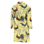 Rooster And Flower Pattern Print Men's Bathrobe