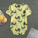 Rooster And Flower Pattern Print Men's Bodysuit