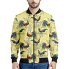 Rooster And Flower Pattern Print Men's Bomber Jacket