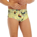 Rooster And Flower Pattern Print Men's Briefs