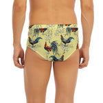Rooster And Flower Pattern Print Men's Briefs