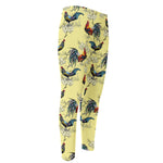 Rooster And Flower Pattern Print Men's Compression Pants