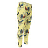 Rooster And Flower Pattern Print Men's Compression Pants