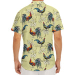 Rooster And Flower Pattern Print Men's Deep V-Neck Shirt