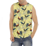 Rooster And Flower Pattern Print Men's Fitness Tank Top