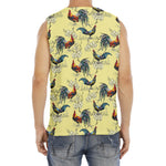 Rooster And Flower Pattern Print Men's Fitness Tank Top