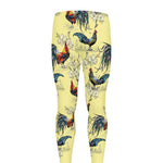 Rooster And Flower Pattern Print Men's leggings