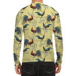 Rooster And Flower Pattern Print Men's Long Sleeve Rash Guard