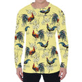 Rooster And Flower Pattern Print Men's Long Sleeve T-Shirt