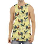 Rooster And Flower Pattern Print Men's Muscle Tank Top