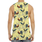 Rooster And Flower Pattern Print Men's Muscle Tank Top