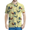 Rooster And Flower Pattern Print Men's Polo Shirt