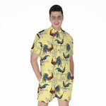 Rooster And Flower Pattern Print Men's Rompers
