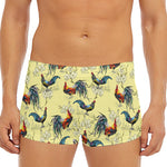 Rooster And Flower Pattern Print Men's Short Boxer Briefs