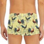 Rooster And Flower Pattern Print Men's Short Boxer Briefs