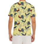 Rooster And Flower Pattern Print Men's Short Sleeve Rash Guard