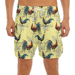 Rooster And Flower Pattern Print Men's Split Running Shorts