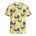 Rooster And Flower Pattern Print Men's Sports T-Shirt