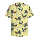 Rooster And Flower Pattern Print Men's Sports T-Shirt