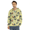 Rooster And Flower Pattern Print Men's Velvet Pullover Hoodie