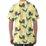 Rooster And Flower Pattern Print Men's Velvet T-Shirt