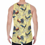 Rooster And Flower Pattern Print Men's Velvet Tank Top