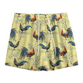 Rooster And Flower Pattern Print Mesh Shorts