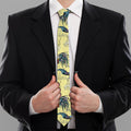 Rooster And Flower Pattern Print Necktie