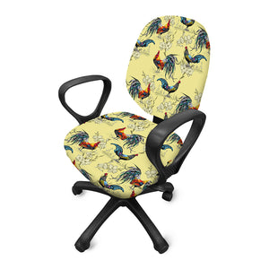 Rooster And Flower Pattern Print Office Chair Cover