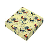 Rooster And Flower Pattern Print Outdoor Seat Cushion Cover