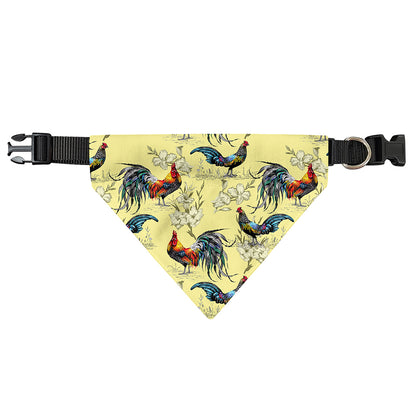 Rooster And Flower Pattern Print Over The Collar Dog Bandana